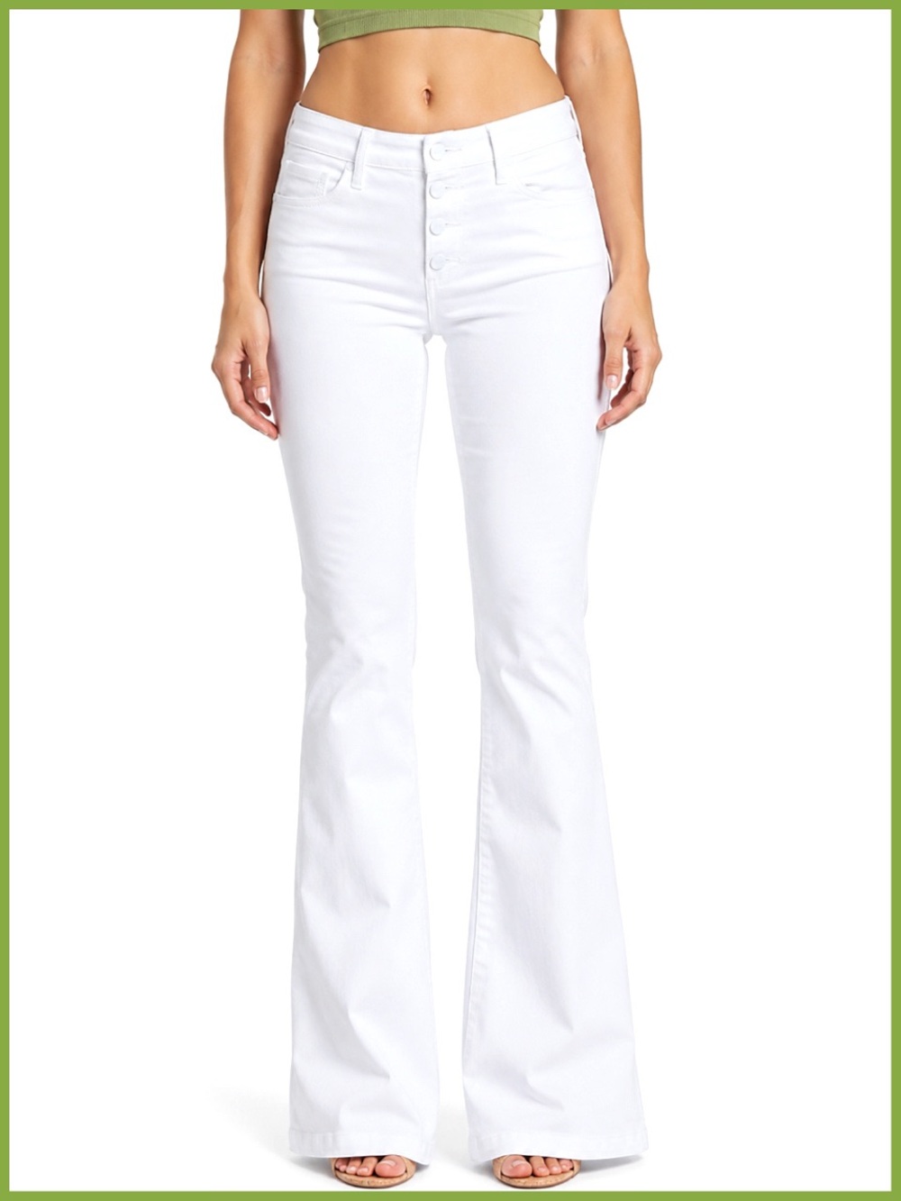 Paige White Genevieve Flared Denim Jeans